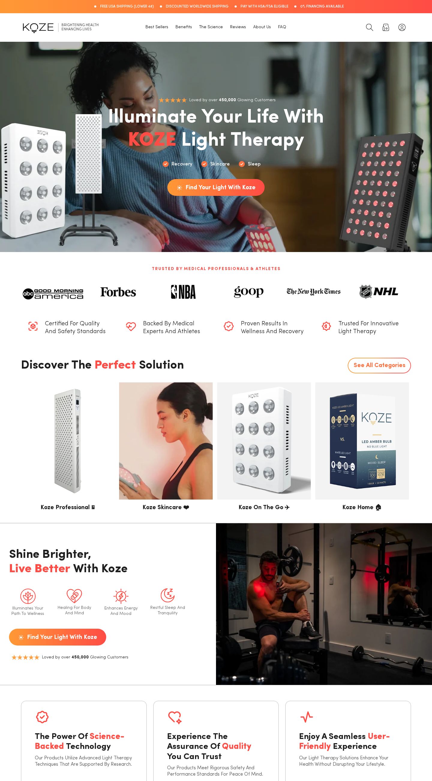 Screenshot of the live KOZE Health website at kozehealth.com