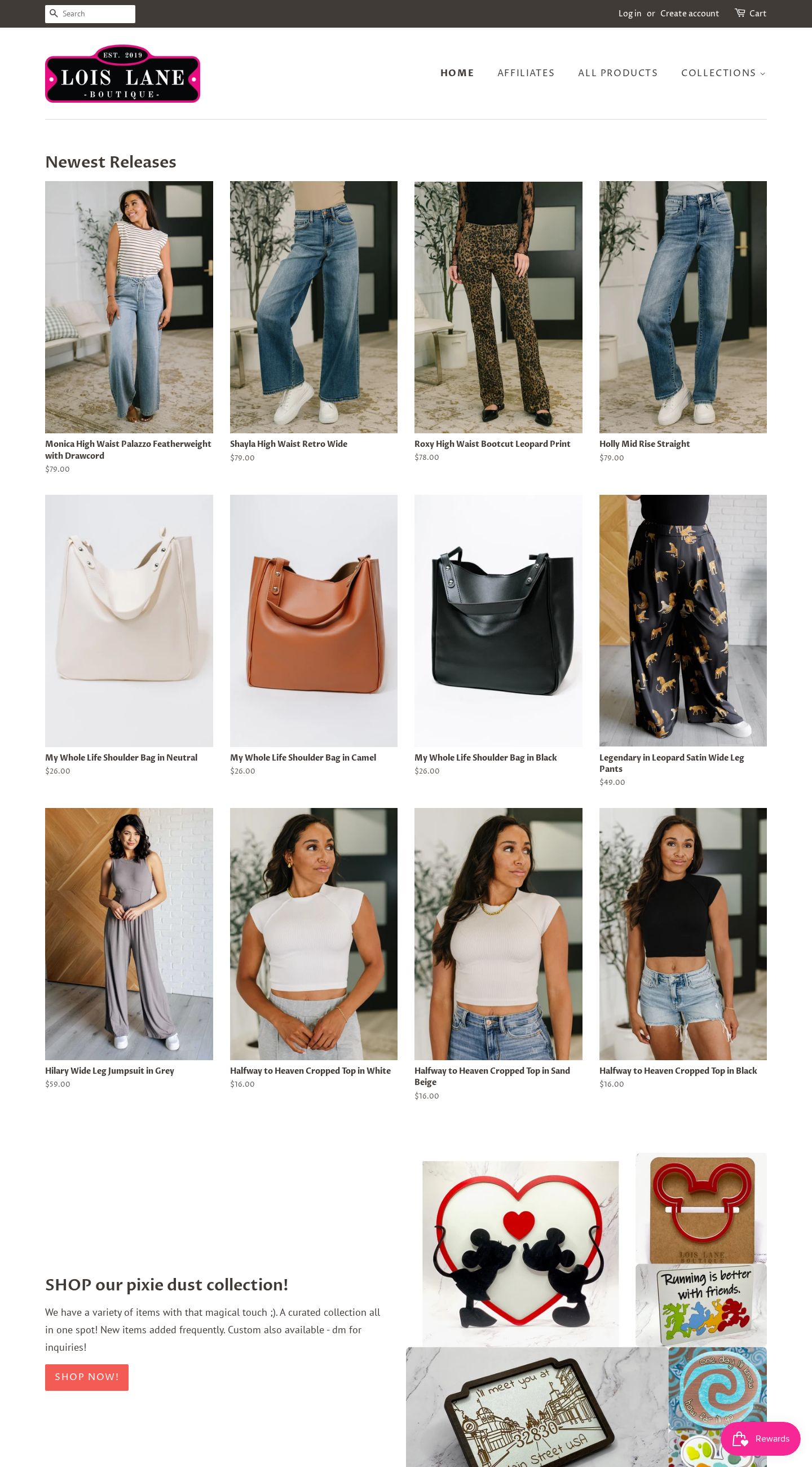 Screenshot of the live Lois Lane Boutique website at lois-lane-boutique.com