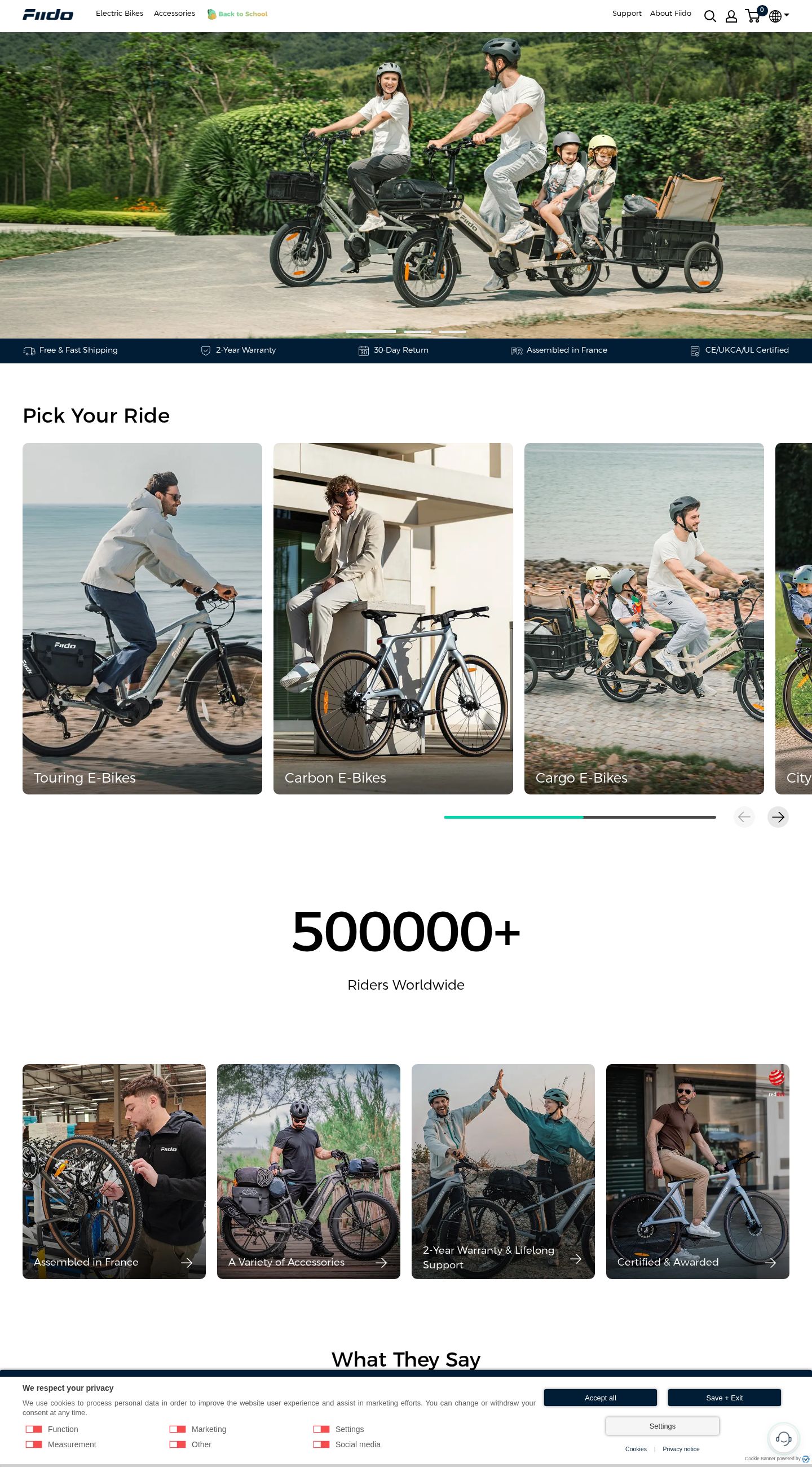 Screenshot of the live Fiido website at www.fiido.com
